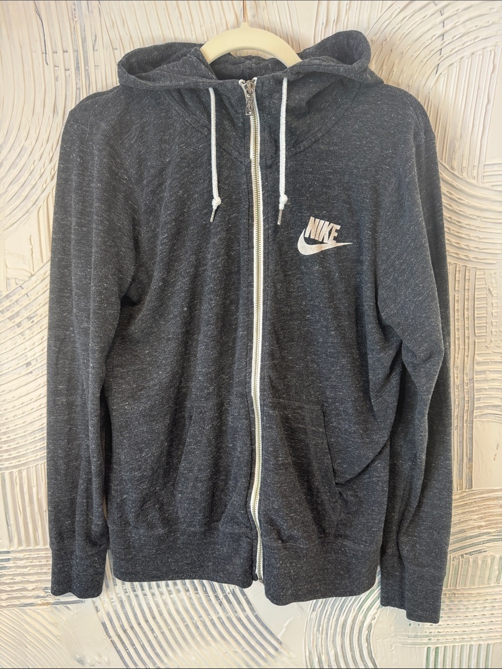 Nike Dark Charcoal Zip-Up Hoodie with White Logo N0550